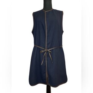 J.McLaughlin Navy Blue Tie Waist Vest with Faux Leather‎ Trim – Size Large